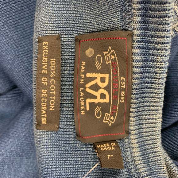 RRL by RALPH LAUREN Size L Indigo Wash Crew-Neck Pullover - Picture 4 of 5